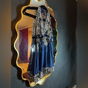 Navy and White Lace Slip